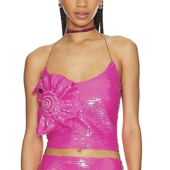 Miscreants x Revolve Harper Sequin Cami Tank With Shell Pink 4 - Picture 1 of 4